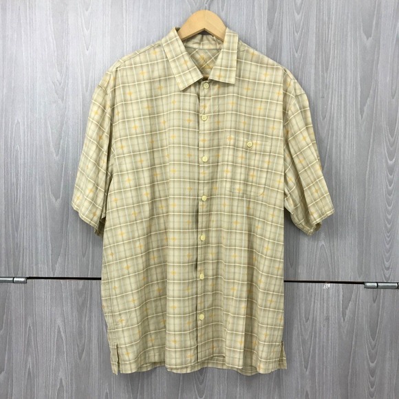 Tommy Bahama Men's Size:XL Beige Floral/Plaid Button Up Shirt 100%Tencel Lyocell - Picture 1 of 9